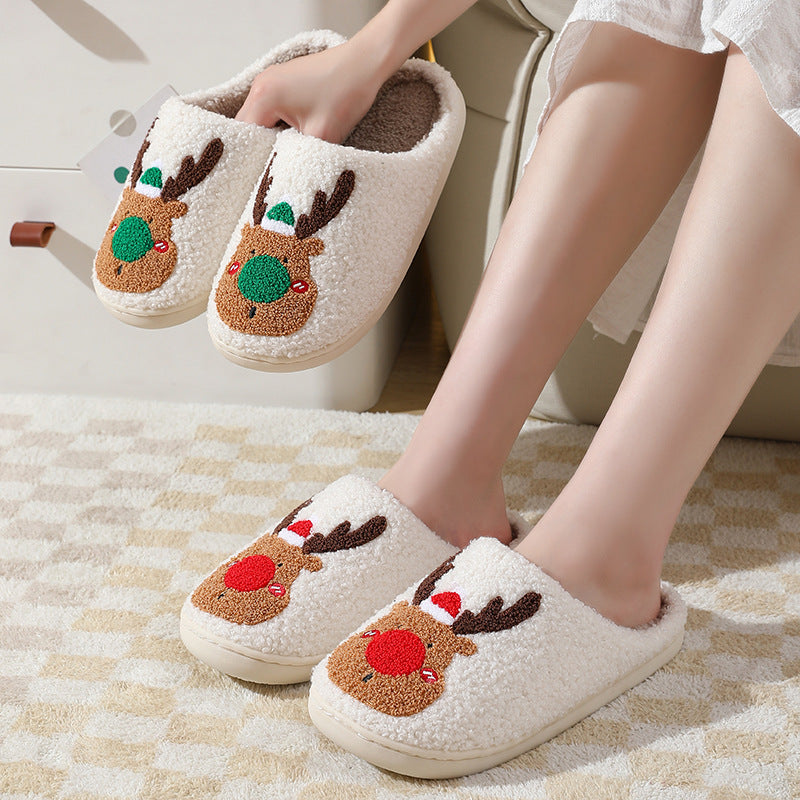 Christmas Elk Printed Soft Cozy Slippers