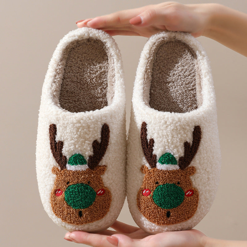 Christmas Elk Printed Soft Cozy Slippers