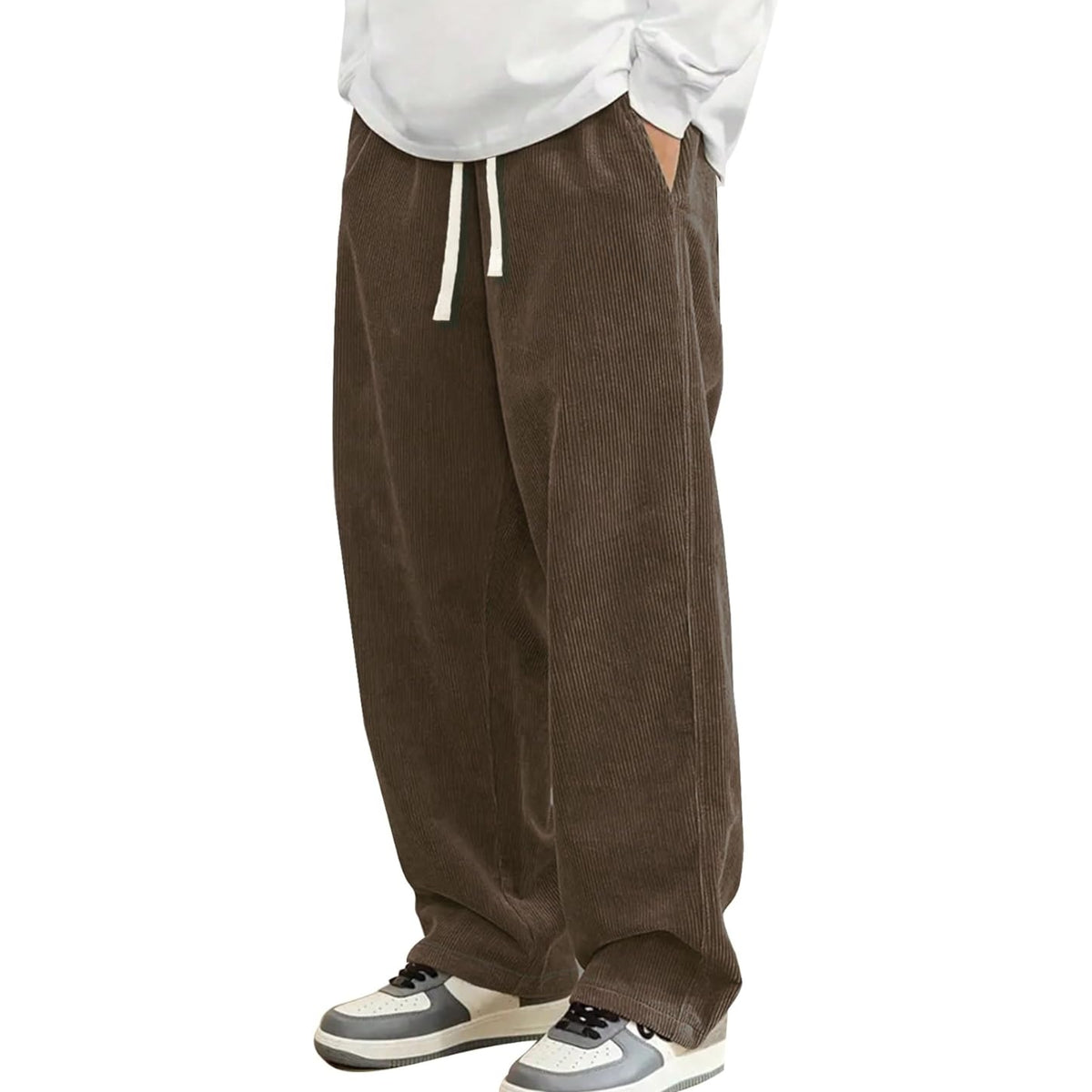 Casual Loose Fit Wide Design Straight Pants For Men