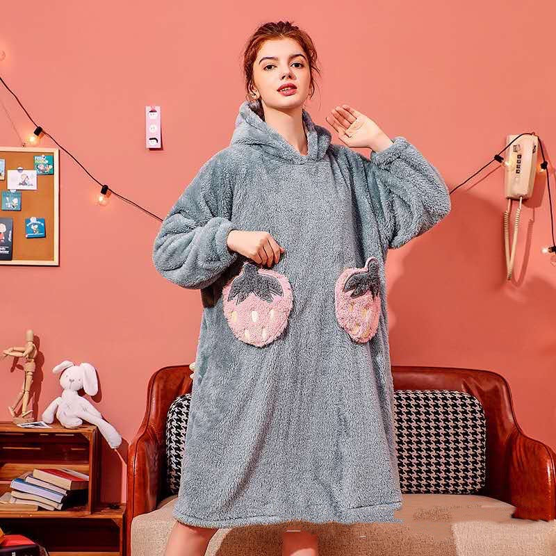 Velvet Warmth Flannel Pajama Hoodie