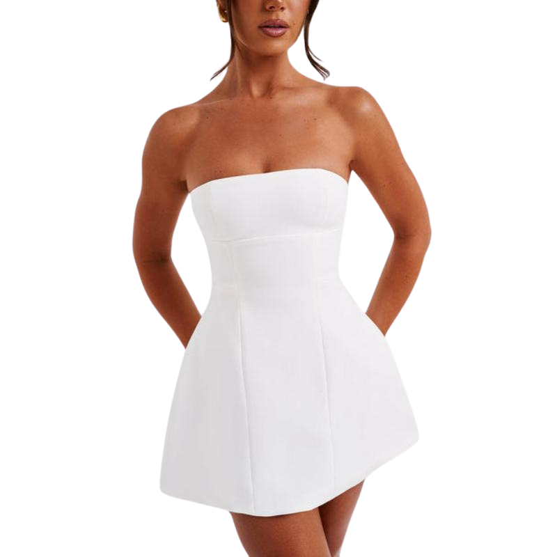 Mini Strapless Dress With Bubble Shape Skirt