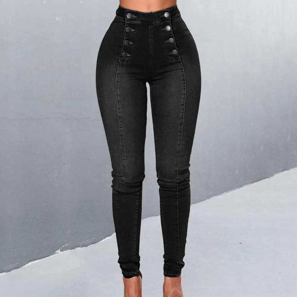 Damen Bleistiftjeans mit hoher Taille