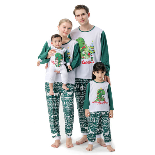 Ensemble de pyjamas assortis pour la famille de Noël imprimé Dino de dessin animé