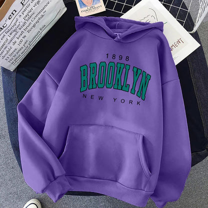 Brooklyn New York Printed Casual Hoodie