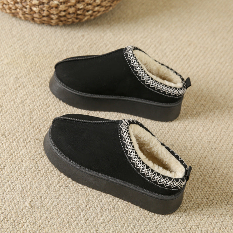 Fleece Lined Plush Thick Bottom Flat Shoe