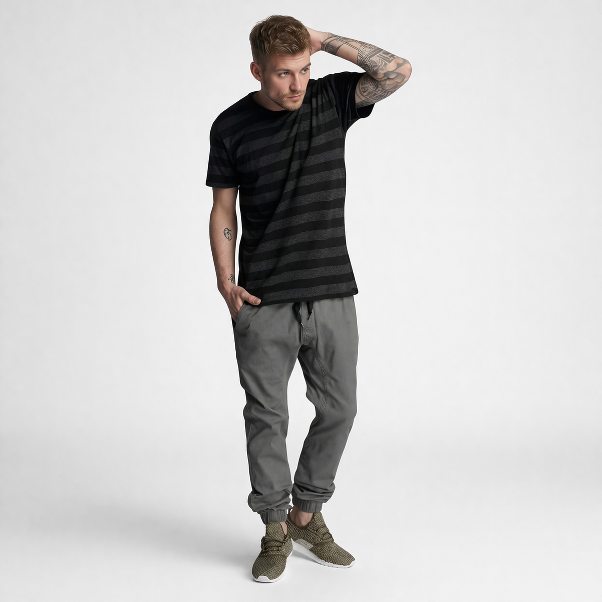 Twill Jogger Pants With Stretch Comfort And Ribbed Hem For Men