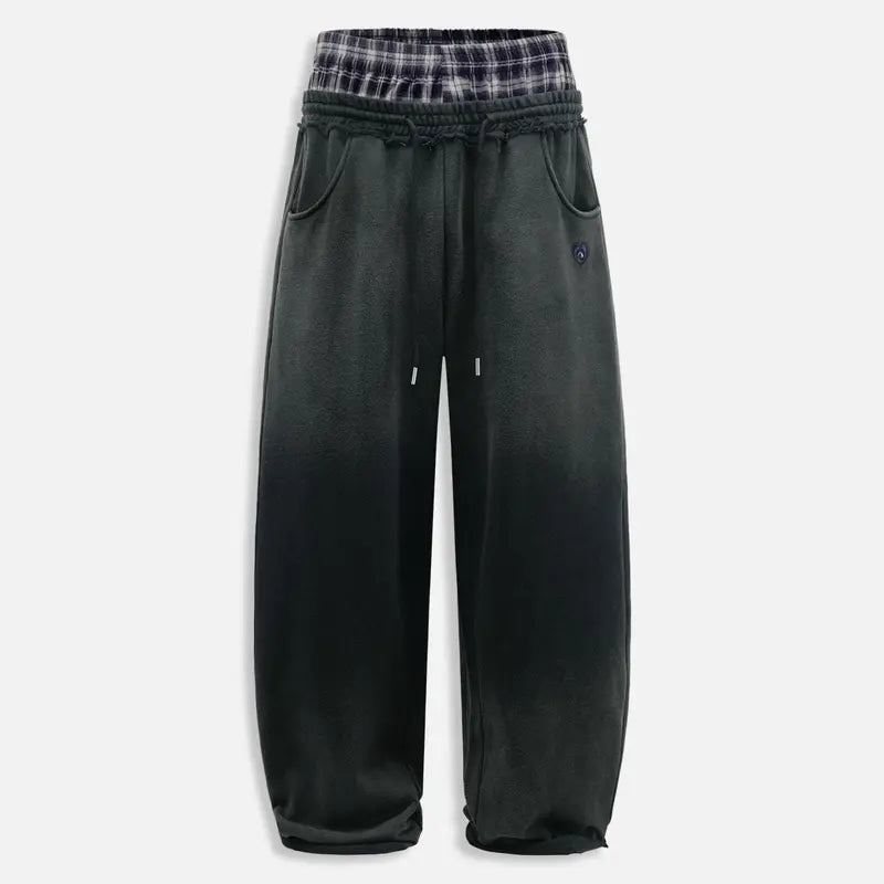 Loose Vintage Plaid Patchwork Sweatpants For Men And Women