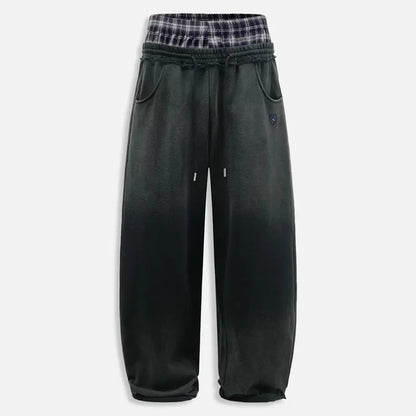 Loose Vintage Plaid Patchwork Sweatpants For Men And Women