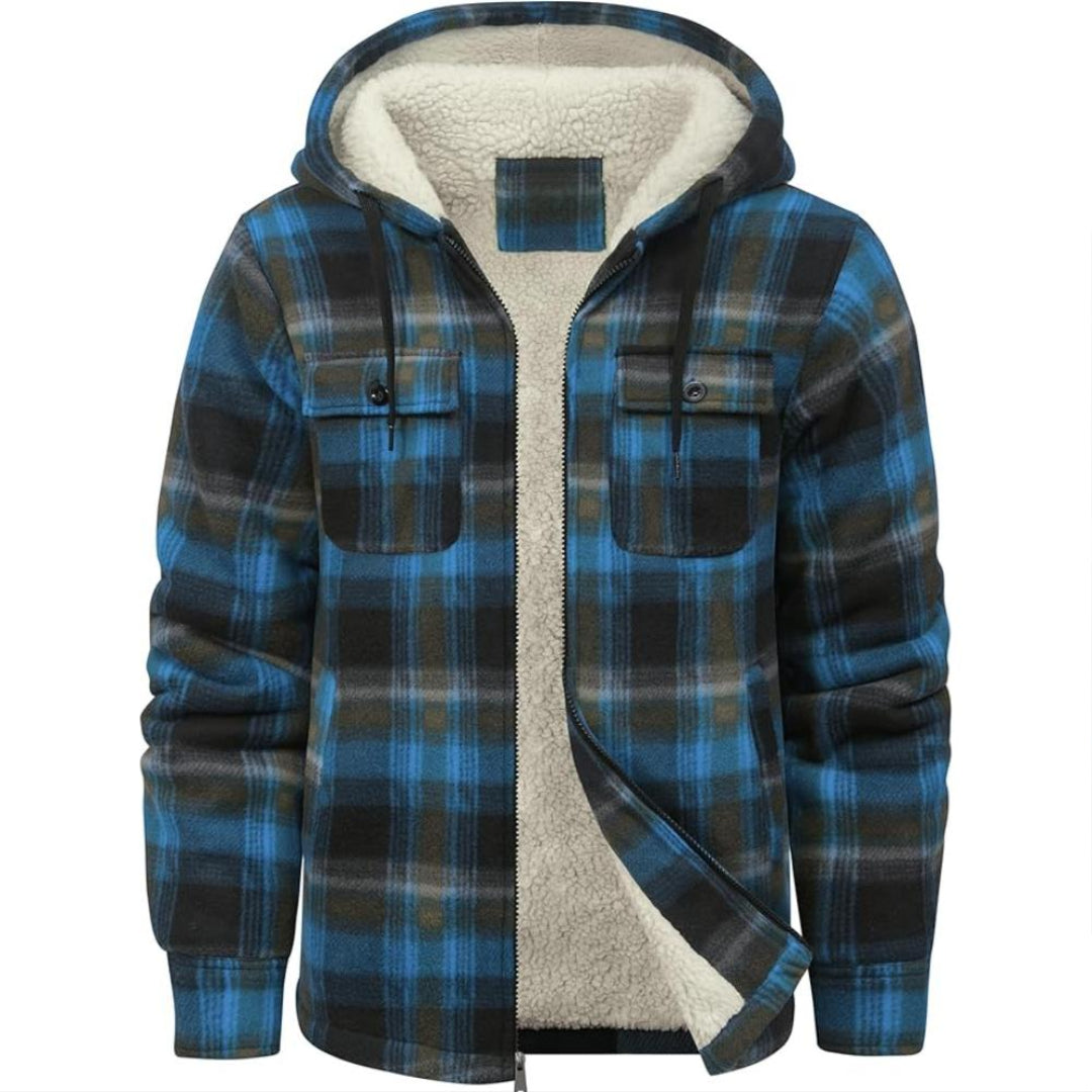 Plaid Flannel Jacket With Sherpa Lining And Winter Zip Up Hoodie Coat