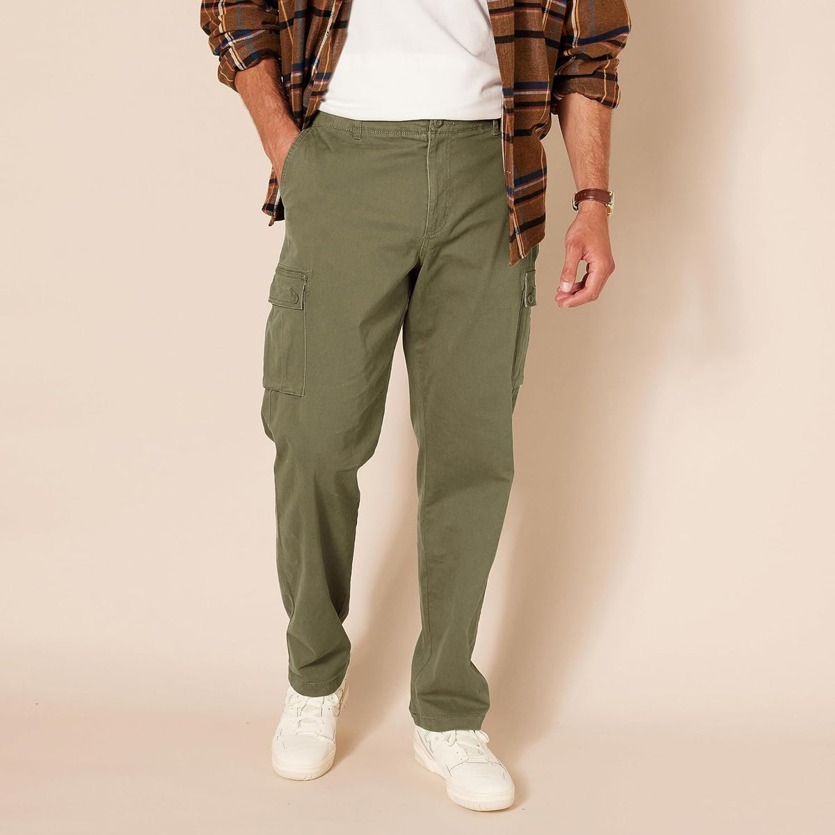 Straight Fit Stretch Cargo Pants For Men