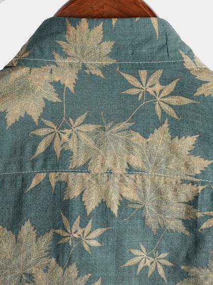 Men Floral Vintage Cotton Shirt