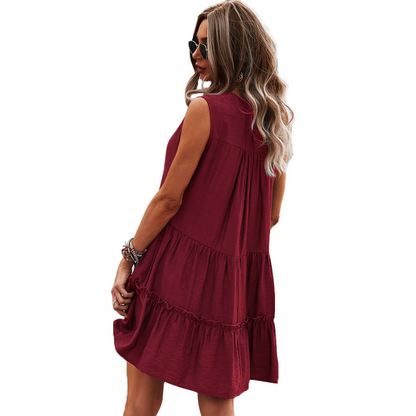 Flared Bottom Knee Length Sleeveless Dress
