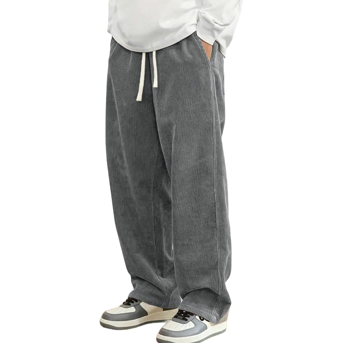 Casual Loose Fit Wide Design Straight Pants For Men
