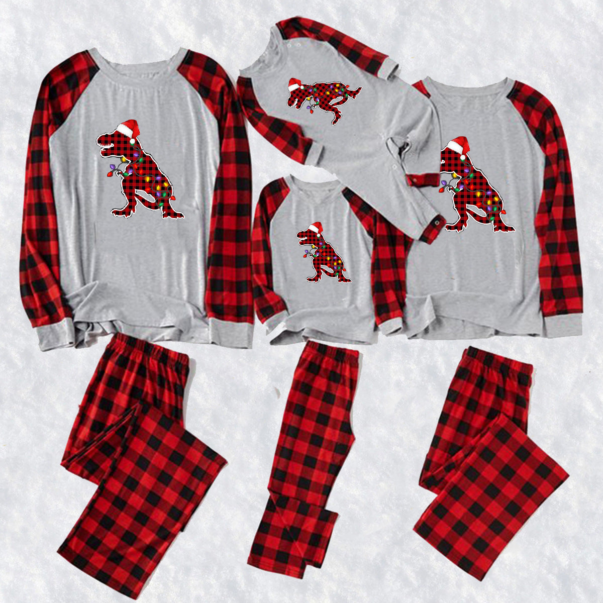 Christmas Dinosaur Printed Family Matching Pajama Set