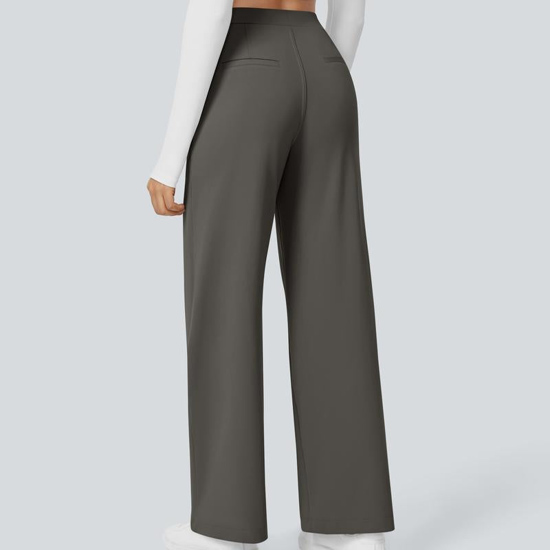 High Waisted Straight Pants With Side Pocket For Women