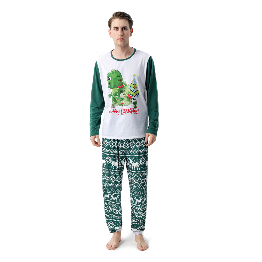 Dino And Dog Printed Christmas Family Matching Pajamas Set