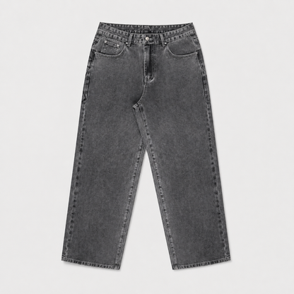 Loose Vintage Spider Web Embroidered Jeans For Men