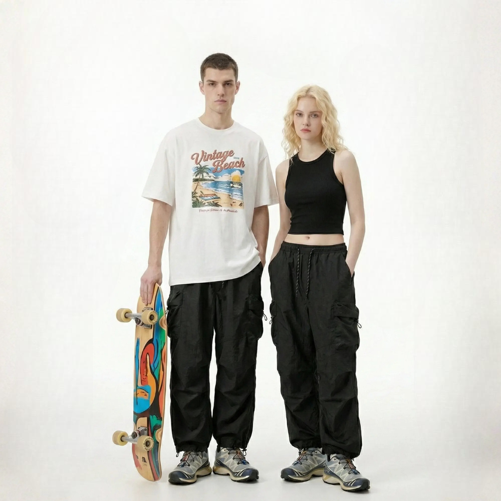 Streetwear Baggy Fit Cargo Trousers With Pockets