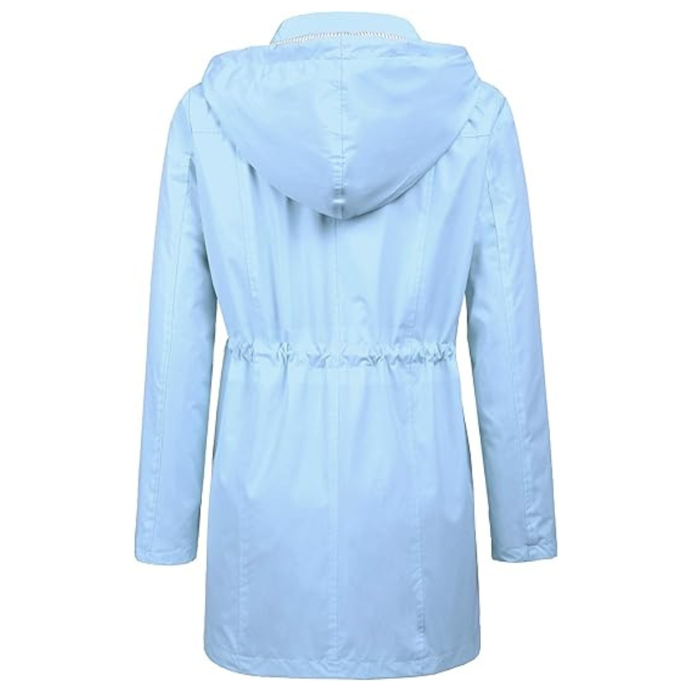Waterproof Long Hooded Trench Coat Lined Windbreaker Travel Jacket