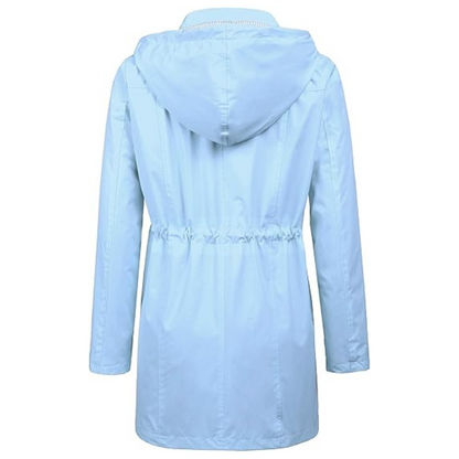 Waterproof Long Hooded Trench Coat Lined Windbreaker Travel Jacket
