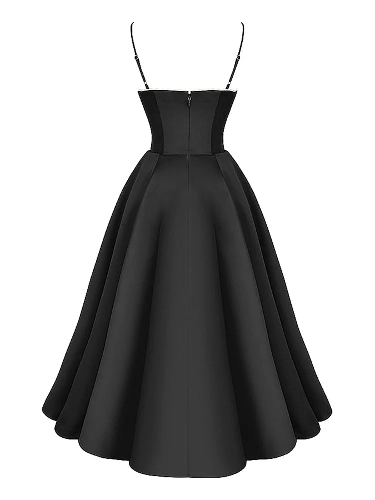 Sweetheart Neckline Cinched Waist A Line Midi Dress