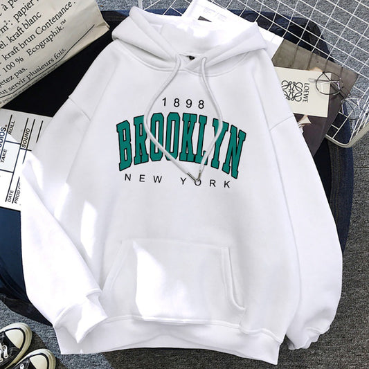 Brooklyn New York Printed Casual Hoodie