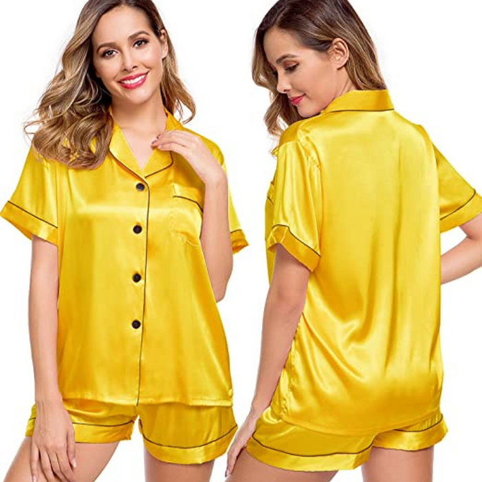 Women s Silken Short Sleeve Pajama Ensemble.