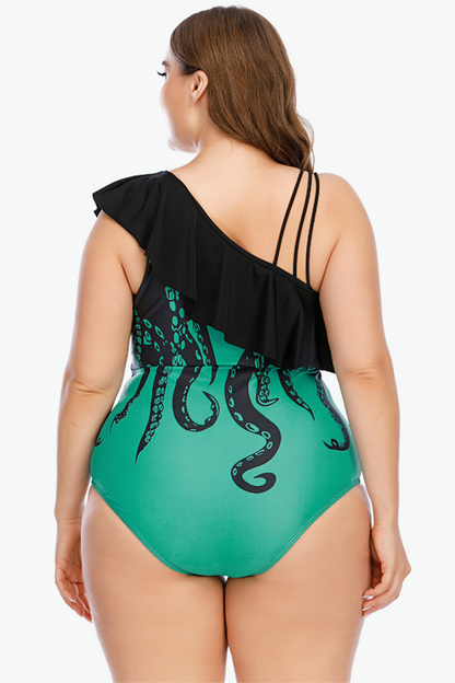 Superbe maillot de bain une pièce vert Octopus grande taille