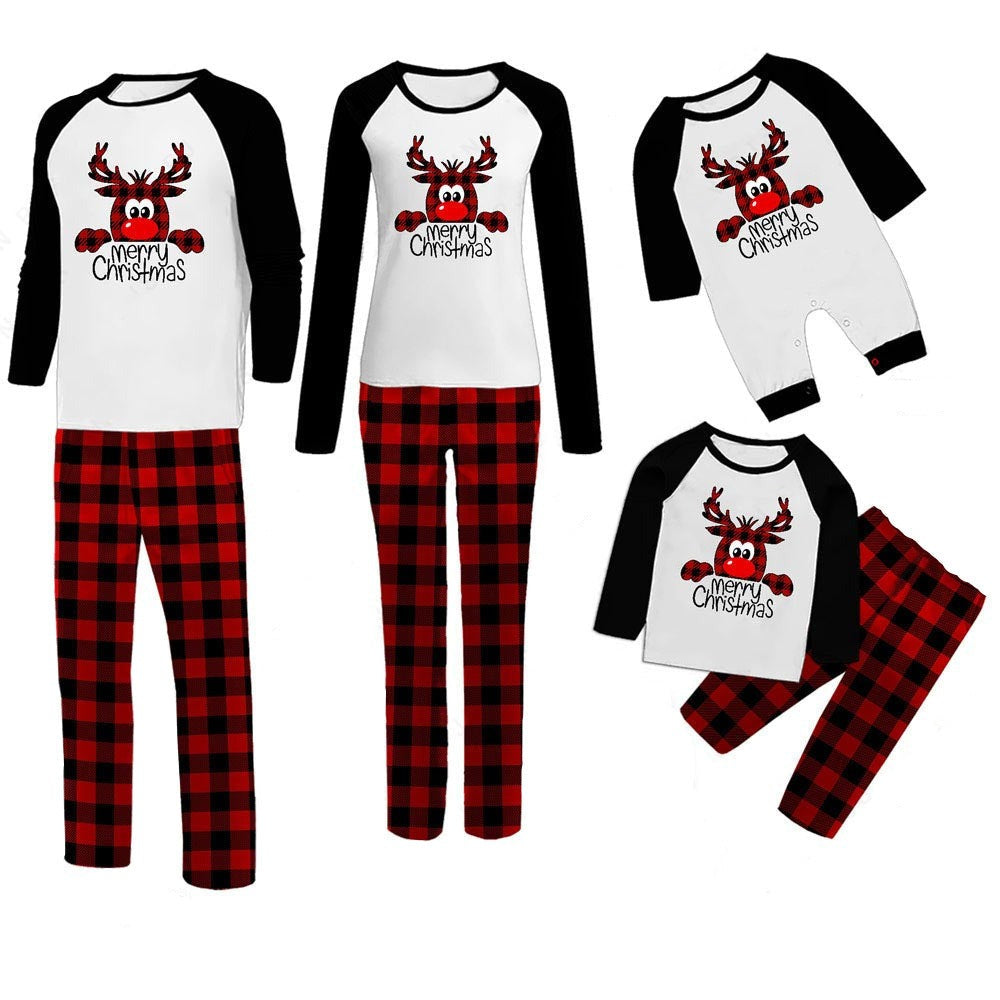 Baby Reindeer Plaid Christmas Family Matching Pajamas Set