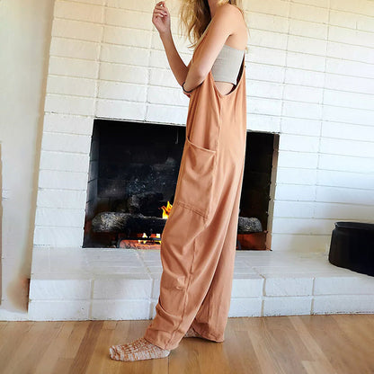 Wide Length Jumpsuit With Pockets-My Comfy Blouse