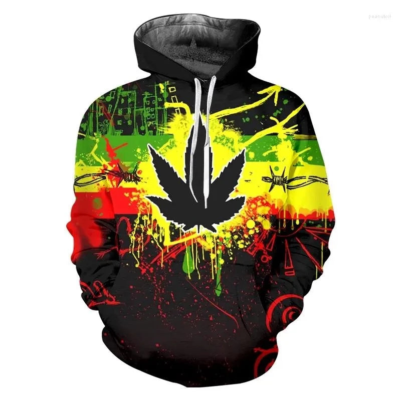 Leaf Multi Shade Printed Pullover 3D Hoodie