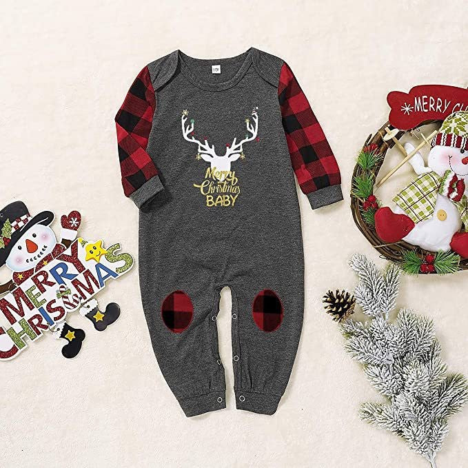 Ensemble de pyjama assorti pour la famille imprimé élan joyeux Noël