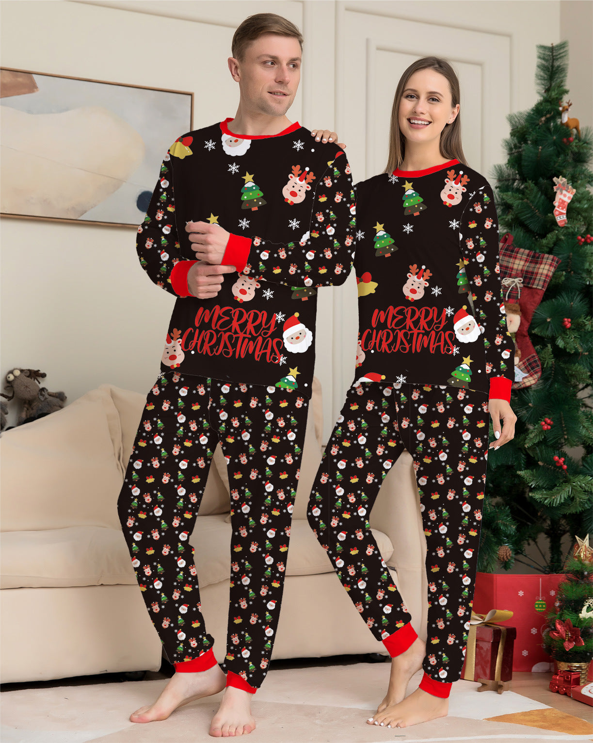 Ensemble de pyjama assorti pour la famille imprimé de Noël à la mode