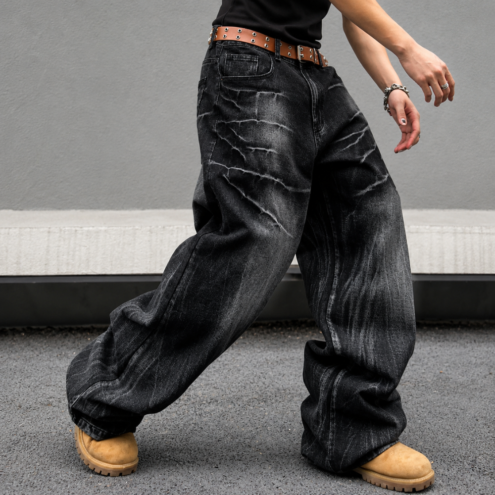 Wide Fit Baggy Denim Pants For Men