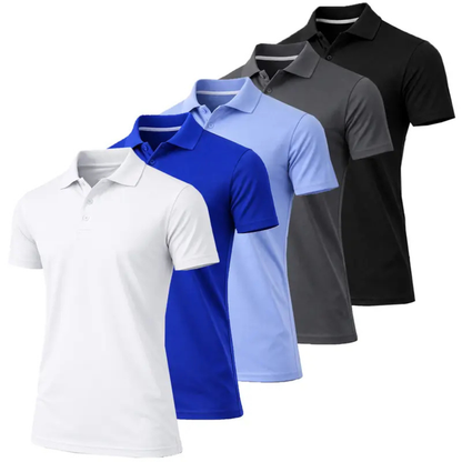 Mens Pack of 5 Dry Fit Short Sleeve Polo Shirts