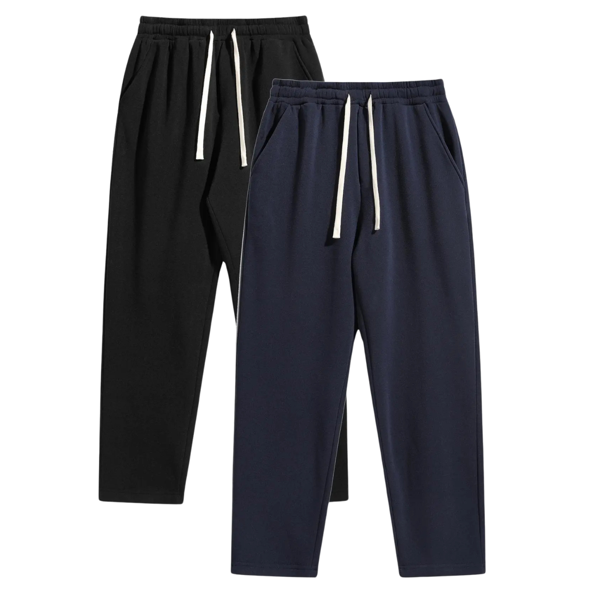 Set Of 2 Regular Fit Solid Colored Athleisure Sweatpants With Drawstrings