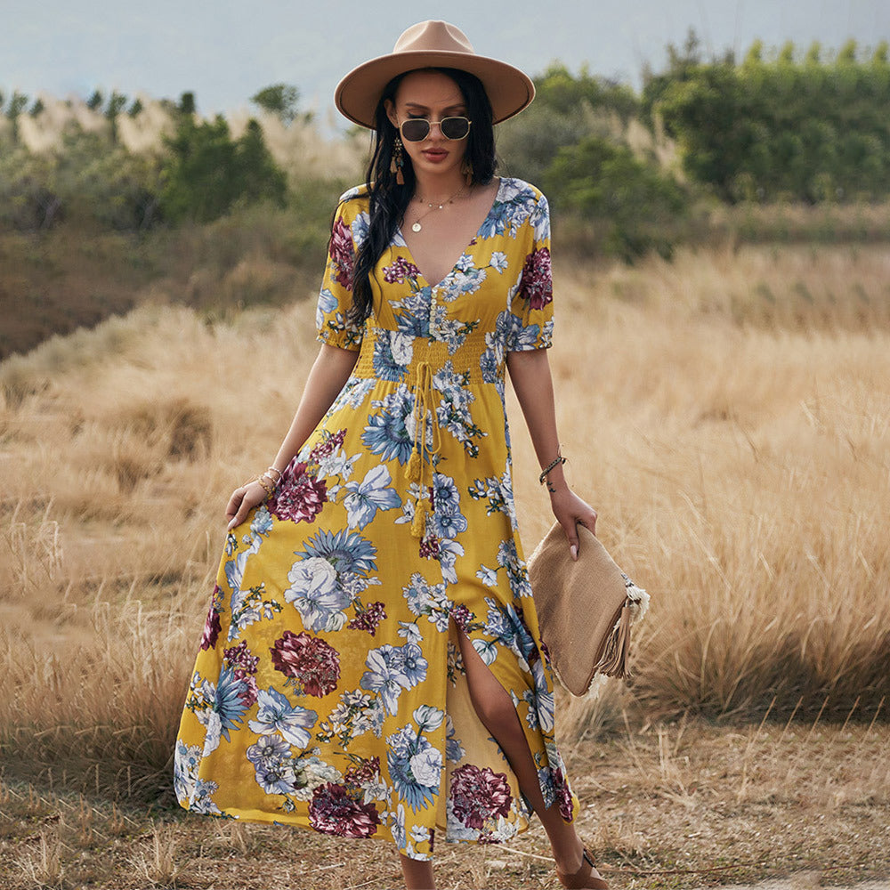 Geblümtes Sommer-Strandkleid