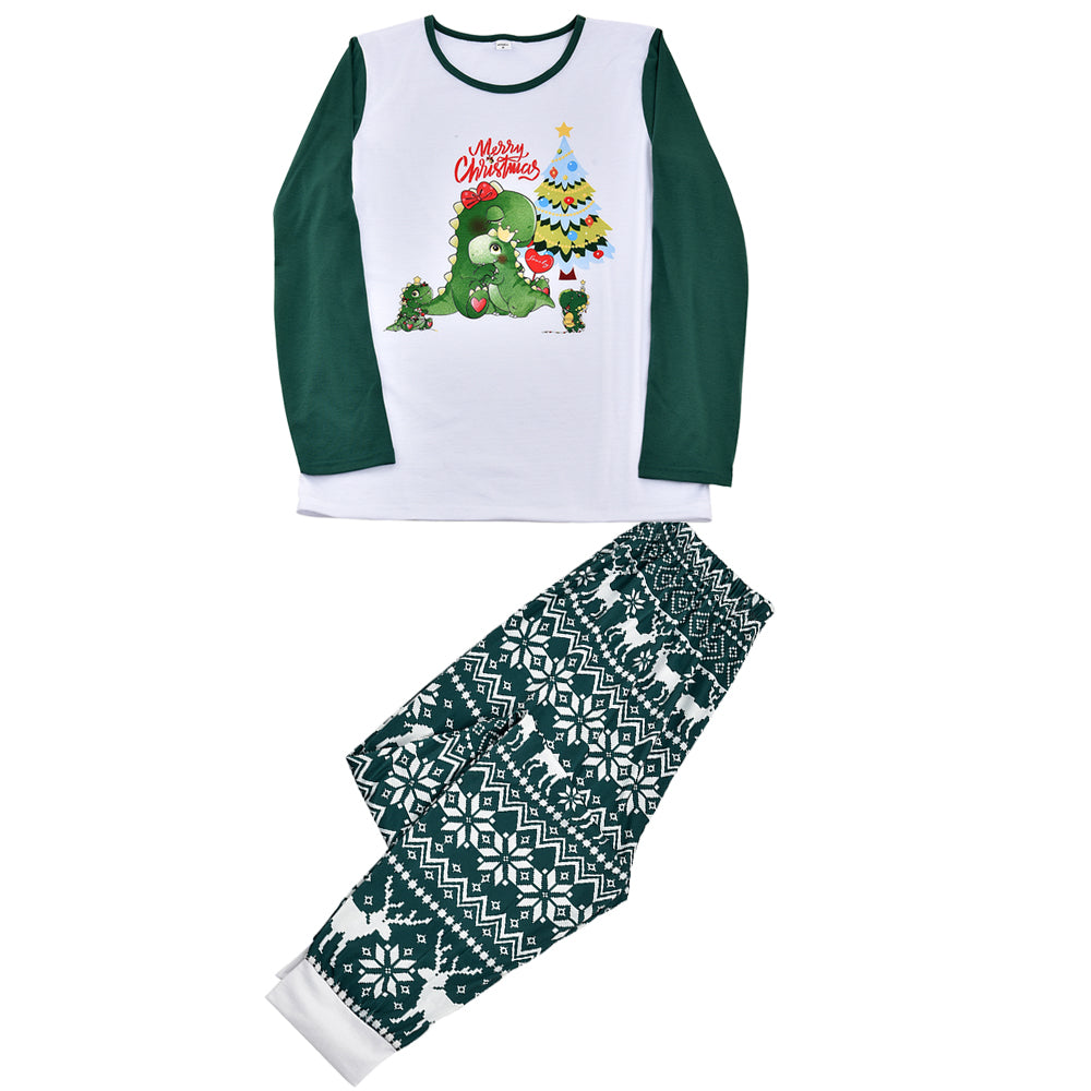 Cartoon Dino Printed Christmas Family Matching Pajamas Set