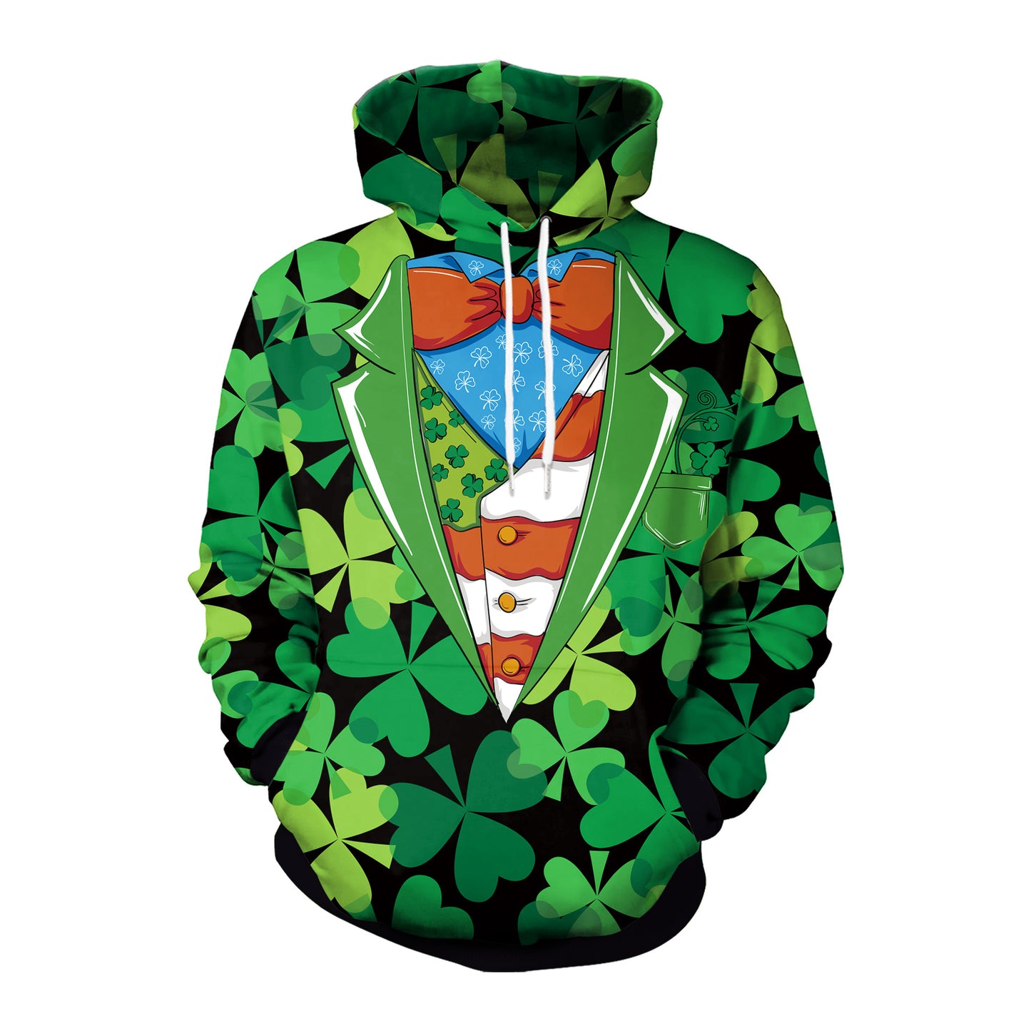 Sweat à capuche 3D imprimé feuilles multicolores