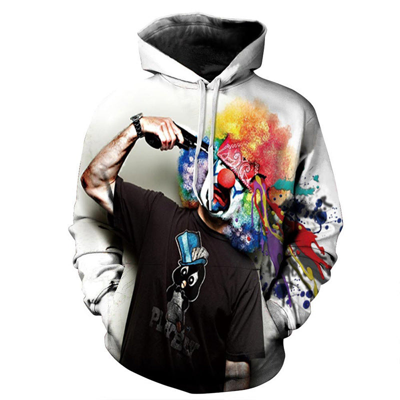 Stylischer Kapuzenpullover mit Clown-Digitaldruck