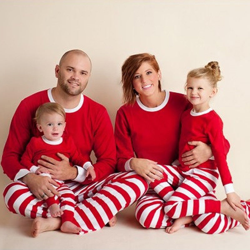 Strip Printed Christmas Family Matching Pajama Set