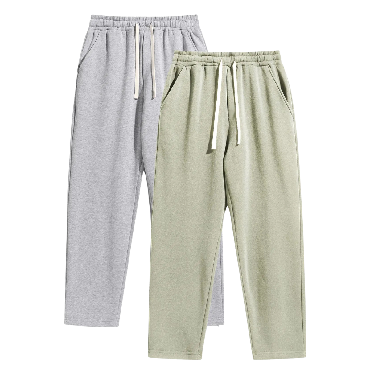 Set Of 2 Regular Fit Solid Colored Athleisure Sweatpants With Drawstrings