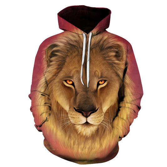 Sweat à capuche décontracté imprimé Lion en 3D