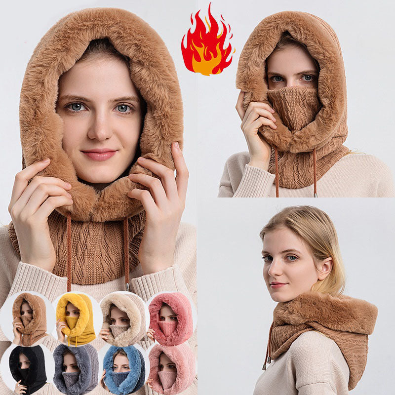 Bonnet à capuche en tricot épais avec écharpe