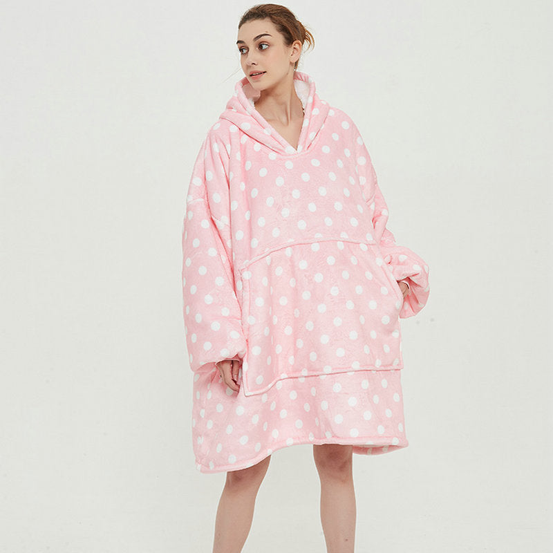 Cozy Oversized Printed Fleece Blanket Hoodie