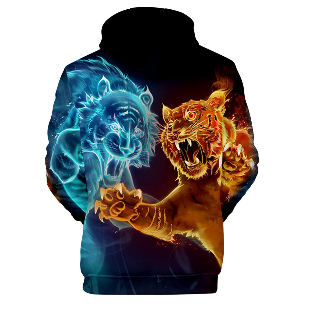 Multi Shade Tiger 3D Printed Vibrant Hoodie