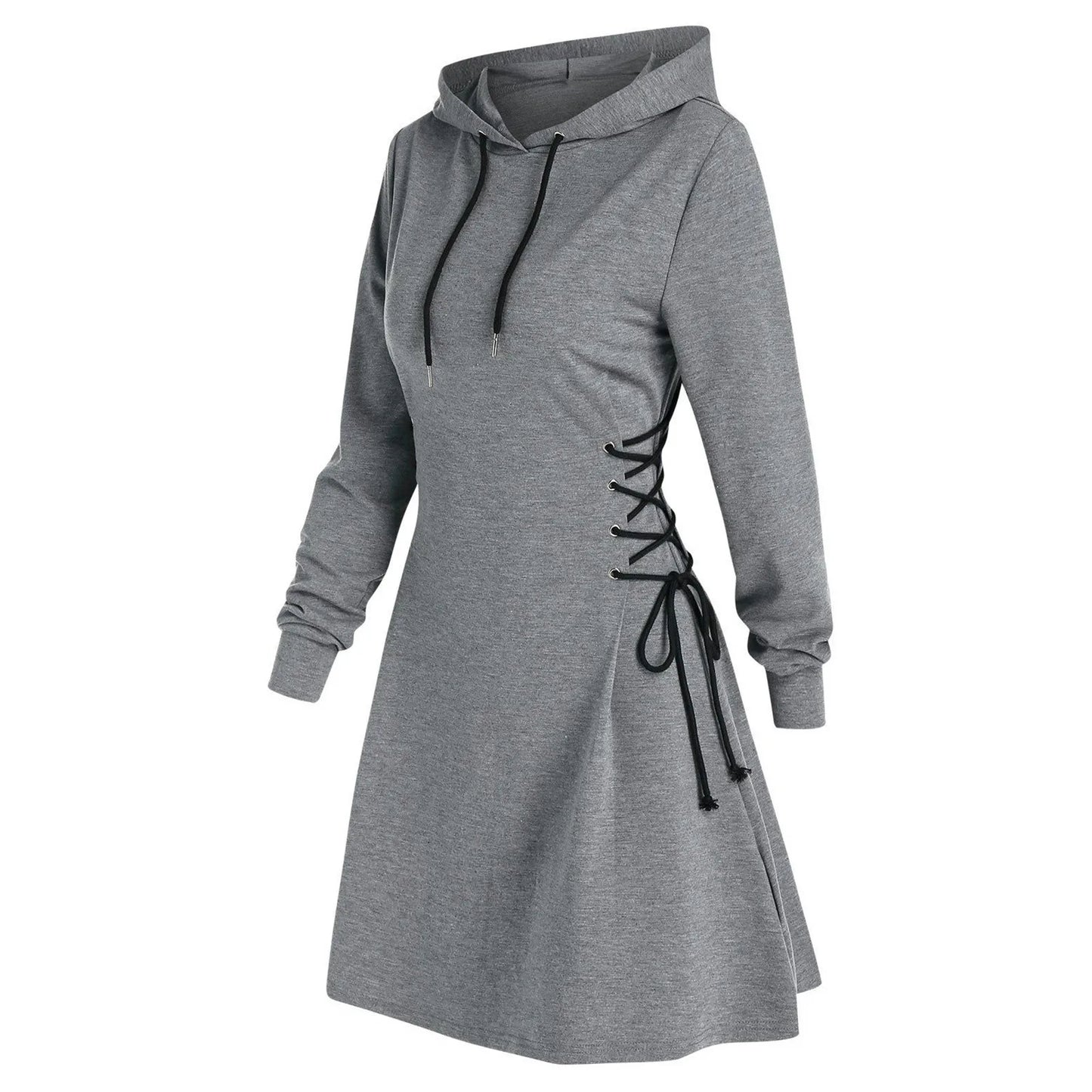 Damen Minikleid mit Kapuze und Bindegürtel