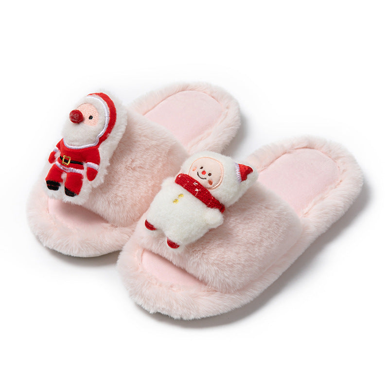 Christmas Santa Claus Printed Fluffy Slippers