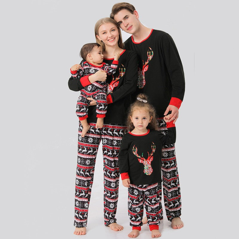 Elk Printed Elegant Christmas Family Matching Pajamas Set