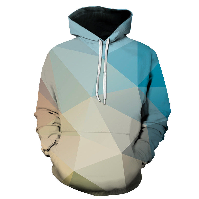 Digital bedruckter Pullover-Hoodie mit geometrischem Diamantmuster